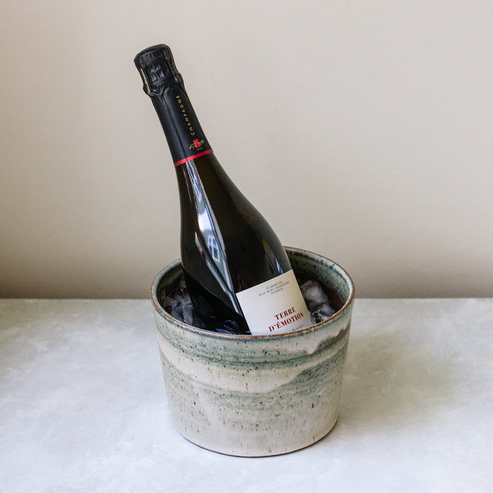 Medium Jizai Dougu Suribachi with ice and champagne bottle inside