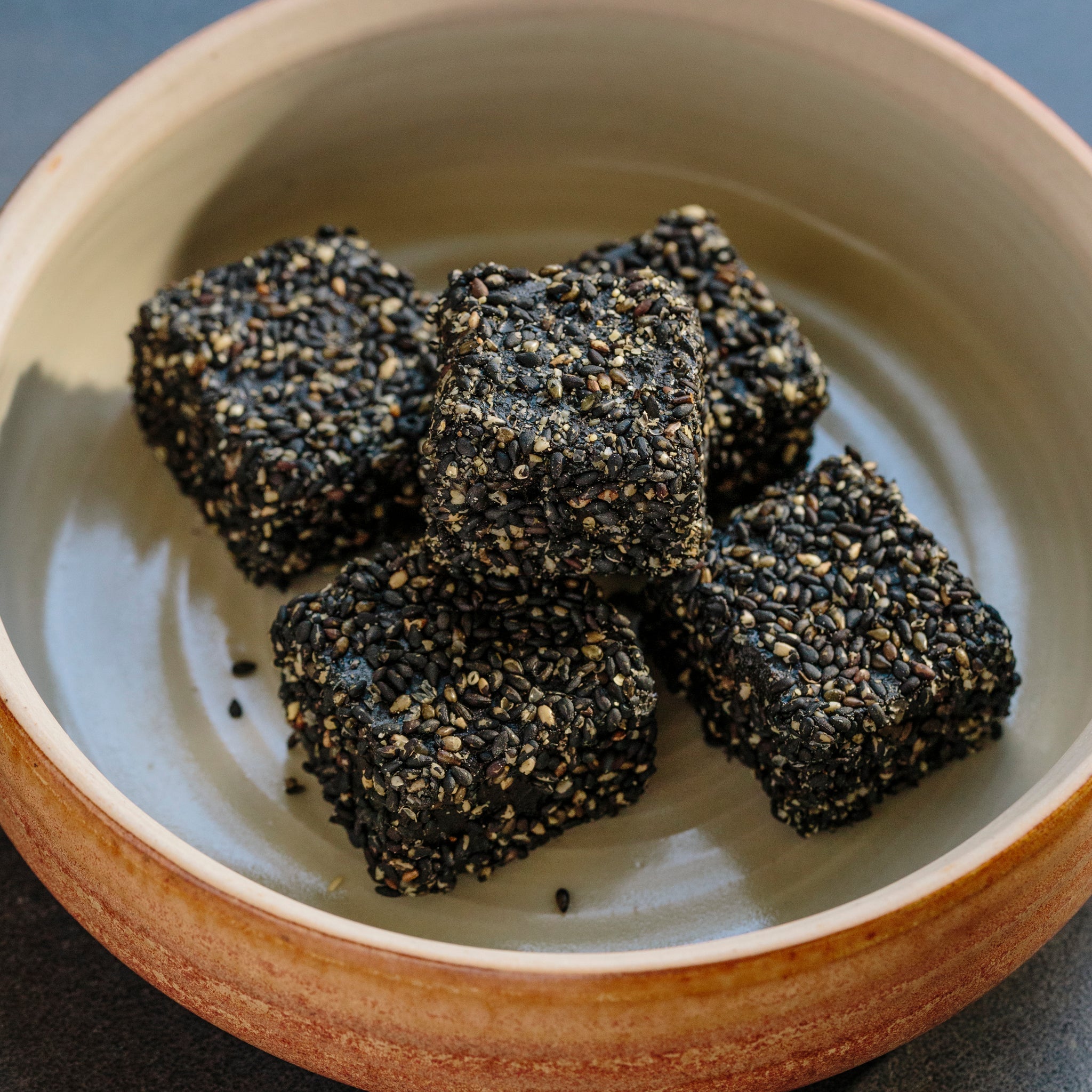 Black sesame fudge made with Wadaman roasted black sesame paste