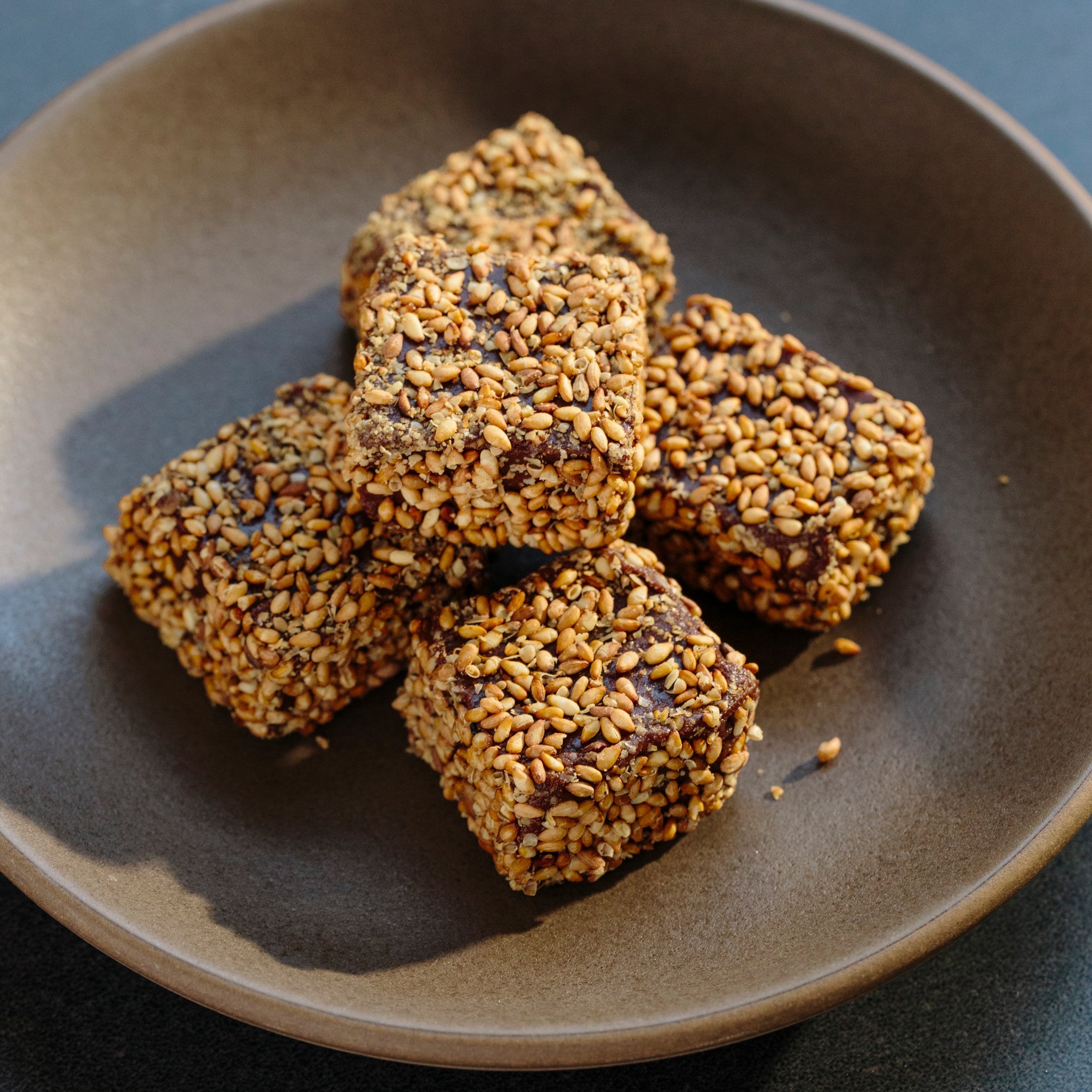 Golden sesame fudge made with Japanese golden sesame paste