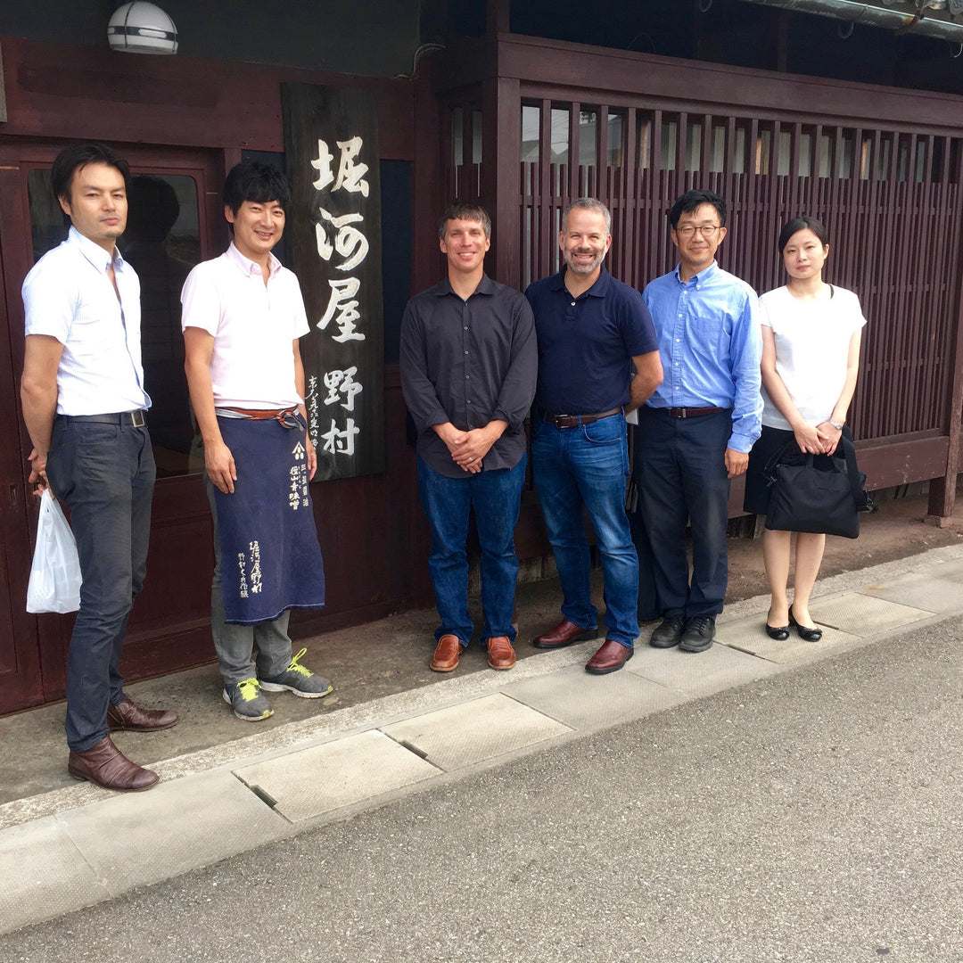 Group photo at Horikawaya Nomura soy sauce brewery — The Japanese Pantry team in Japan