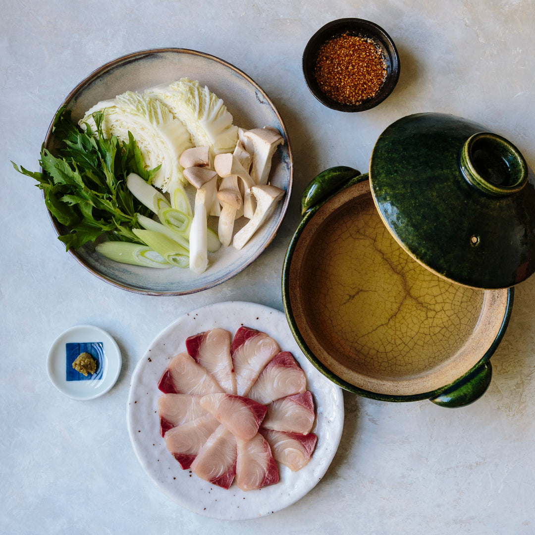 Hamachi shabu-shabu — Japanese yellowtail hot pot with konbu dashi and yuzu kosho
