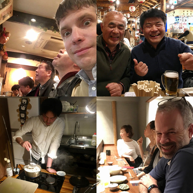 Greg and Chris traveling Japan — izakaya crawls, producer visits, and food adventures across the country