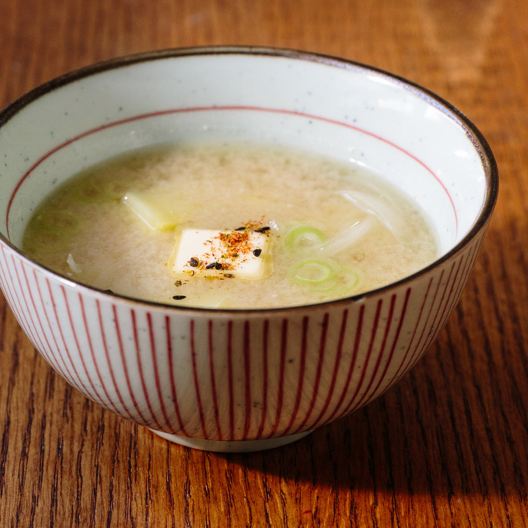 Miso soup with potato, onion, and butter — Japanese comfort soup with konbu dashi