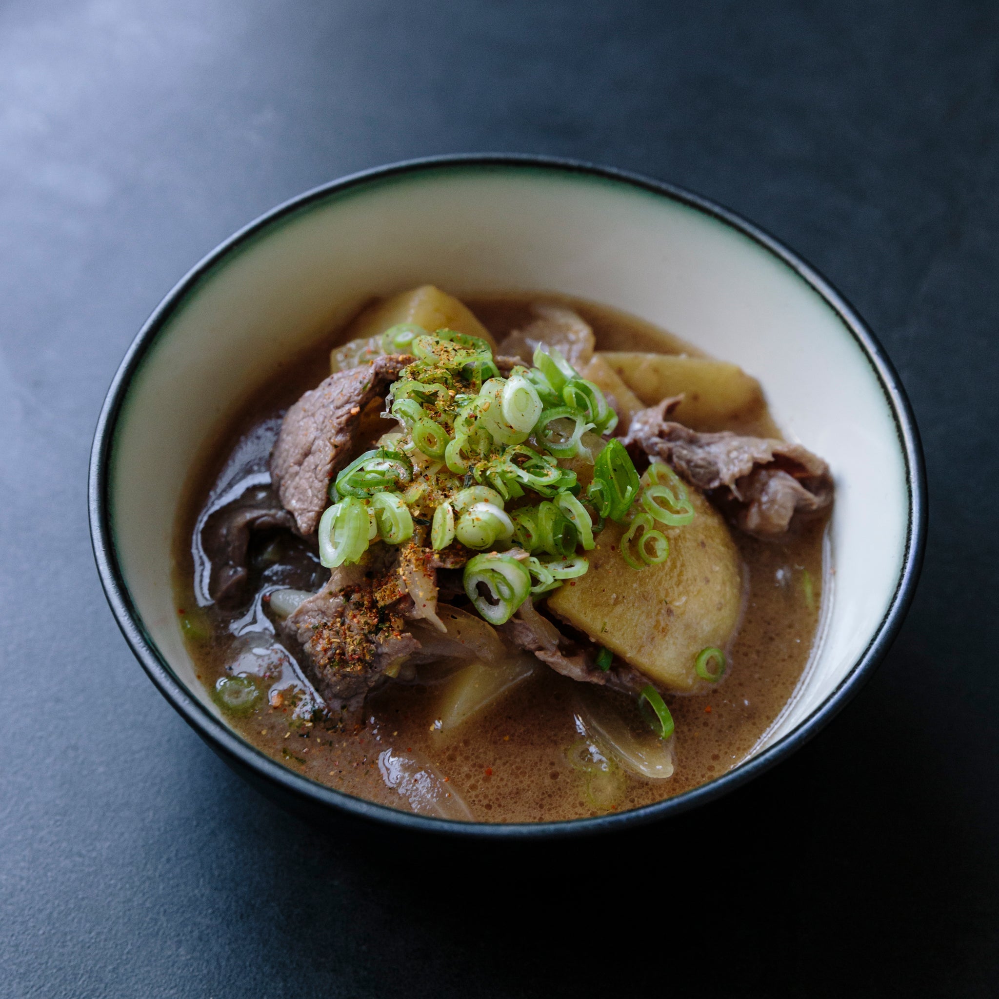 Nikujaga — Japanese beef, potato, and onion stew in sweet soy broth
