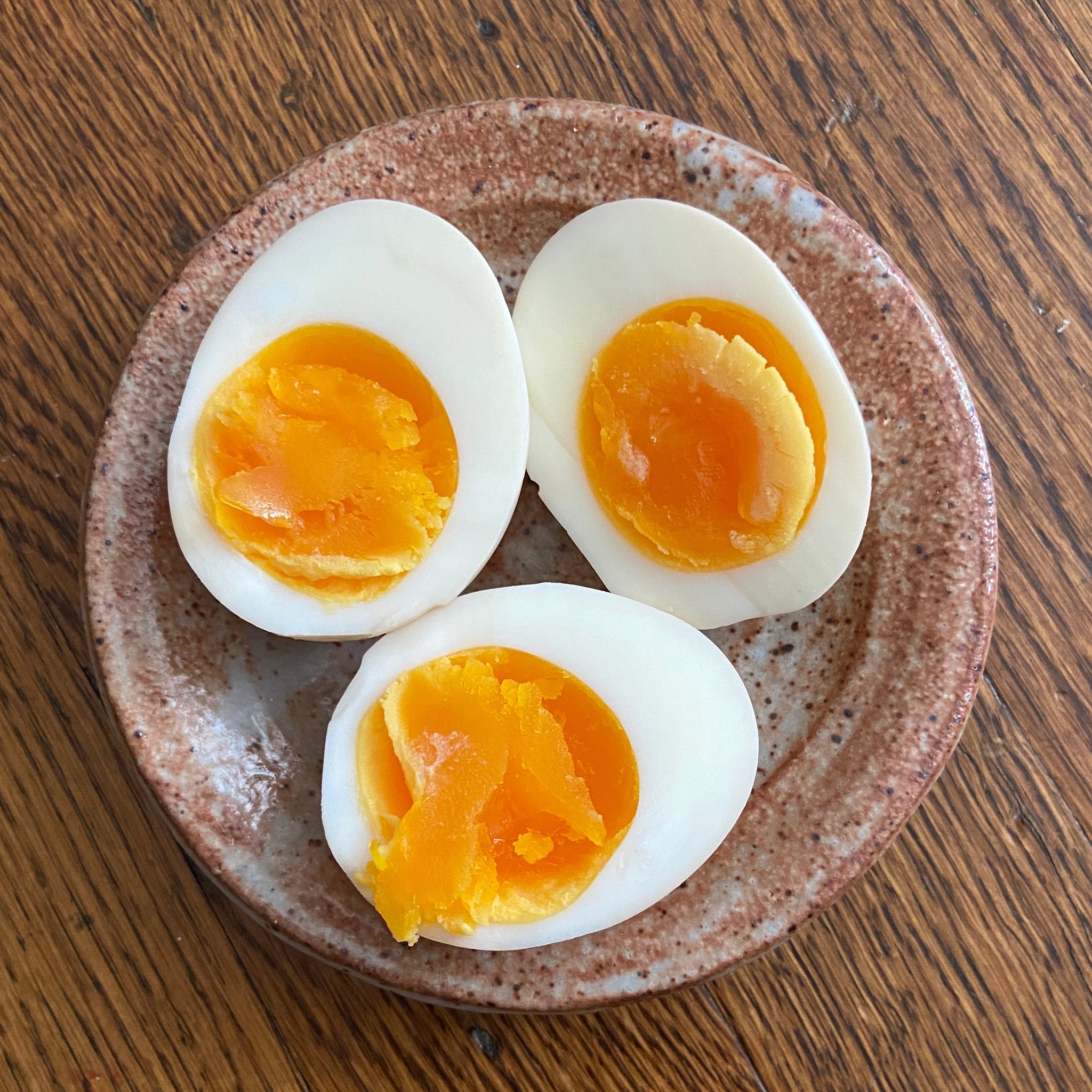 Japanese pickled eggs marinated in Iio Jozo rice vinegar and soy sauce