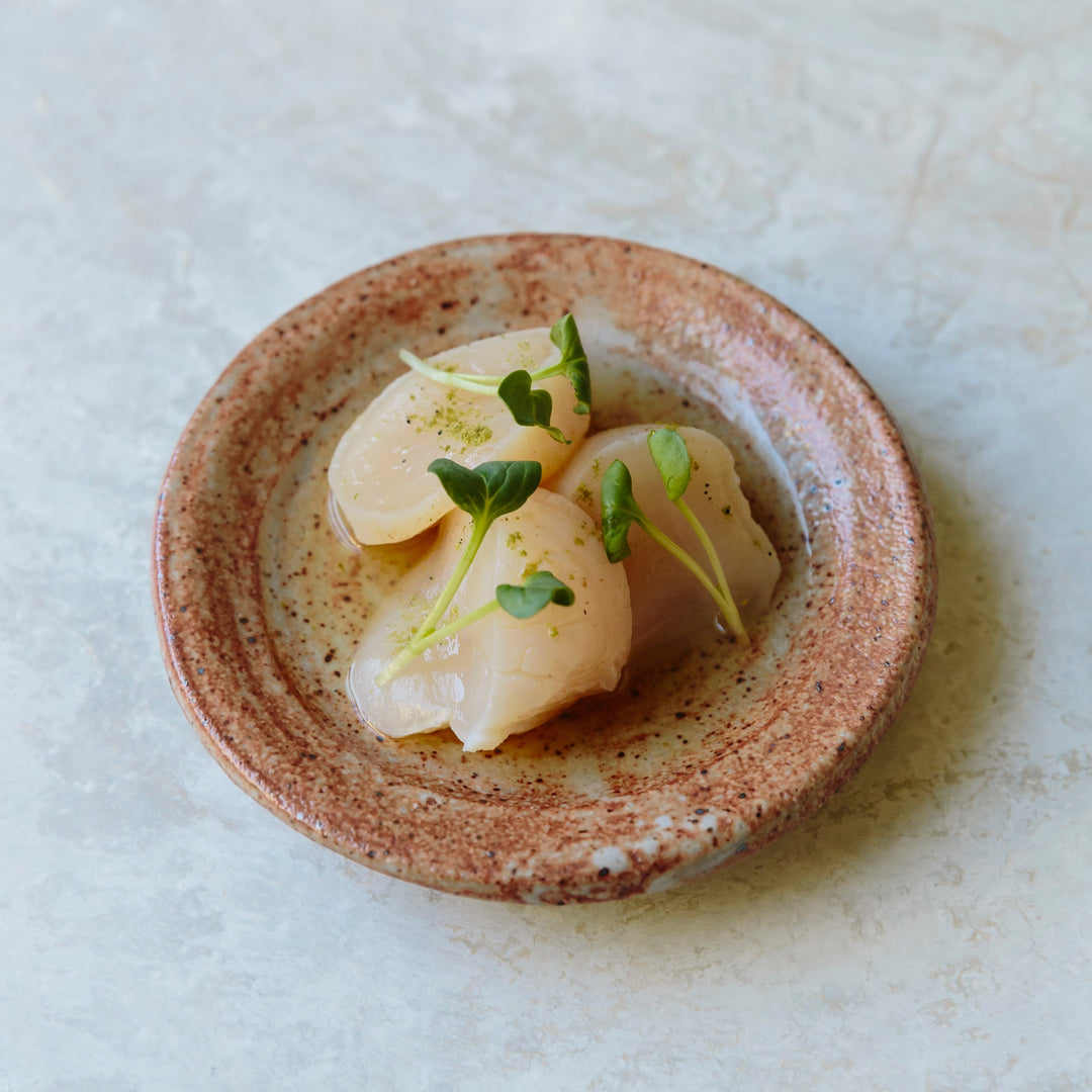 Scallop tataki — lightly seared Japanese scallops with sansho and white soy sauce