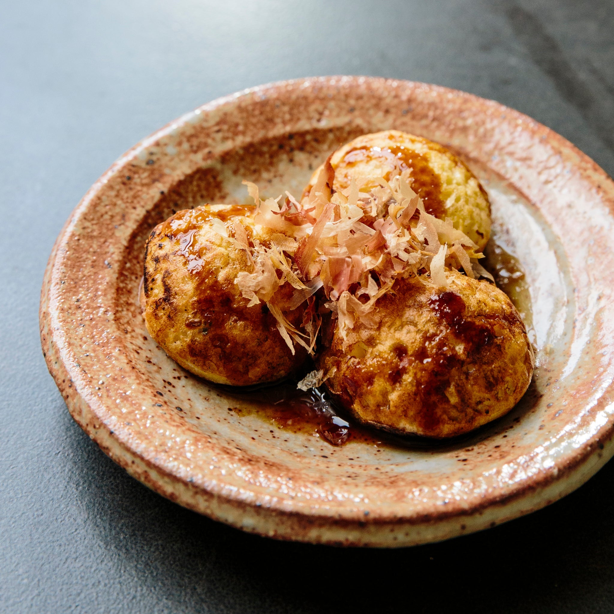 Takoyaki — Osaka-style octopus balls made with konbu dashi