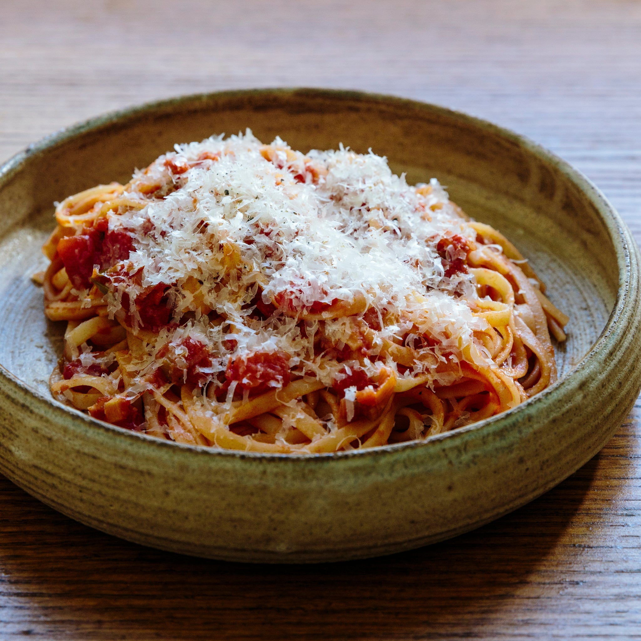 Japanese tomato sauce seasoned with white tamari — umami-rich and deeply savory