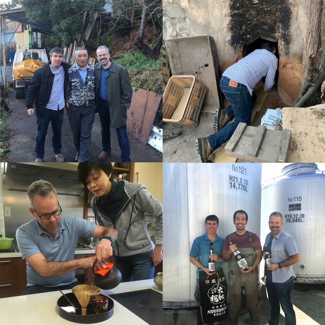 Greg and Chris exploring artisan crafts in Japan — knife making, binchotan, and tea ceremony
