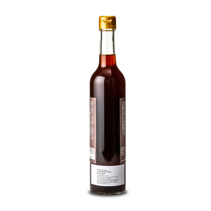 Ilo Jozo Brown Rice Vinegar With Ume Syrup - 500ml back view, labeled in Japanese, on a plain background.