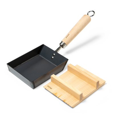 Iron Tamagoyaki Pan with Wooden Lid