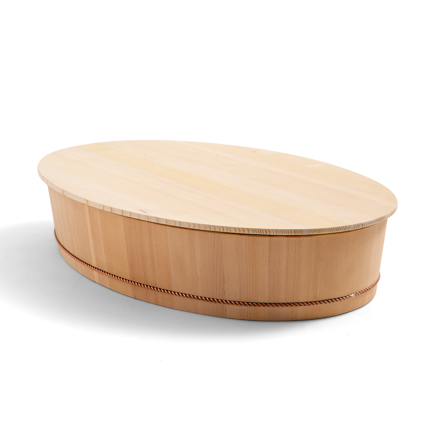 Oval Wooden Container with Lid & Serving Spoon