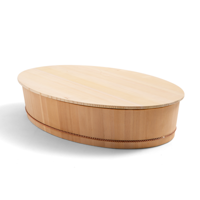 Oval Wooden Container with Lid & Serving Spoon