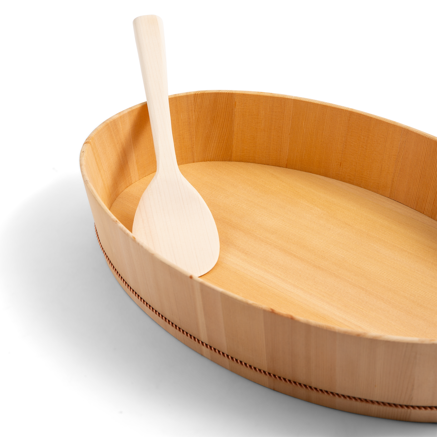 Oval Wooden Container with Lid & Serving Spoon