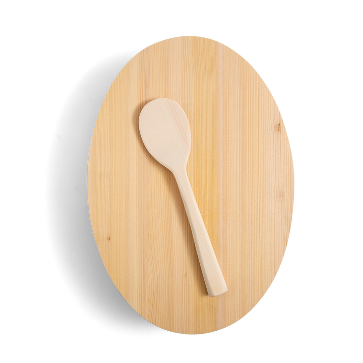 Oval Wooden Container with Lid & Serving Spoon