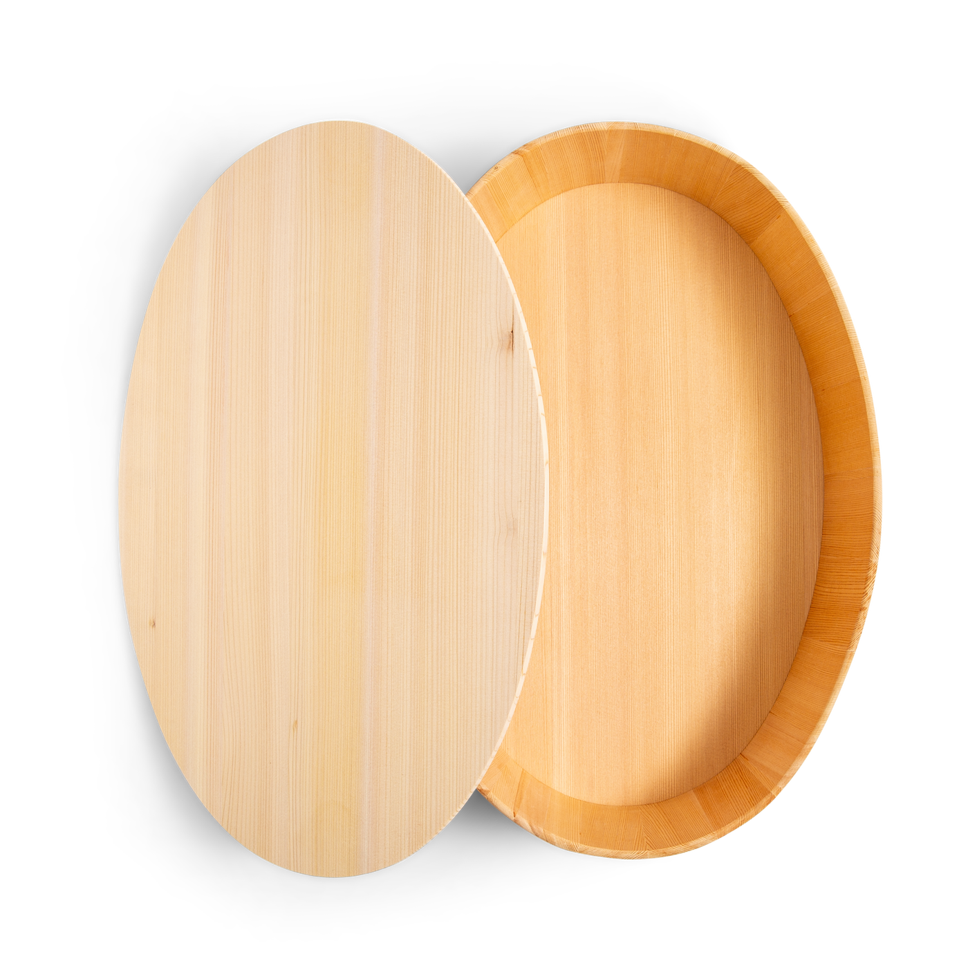 Oval Wooden Container with Lid & Serving Spoon