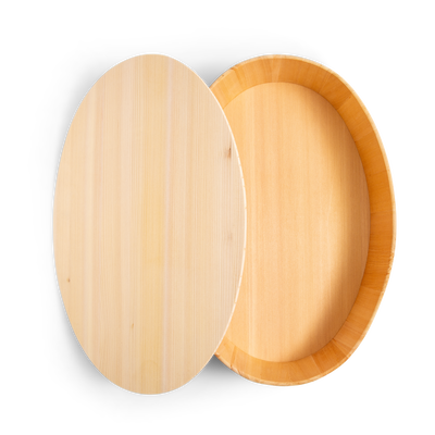 Oval Wooden Container with Lid & Serving Spoon