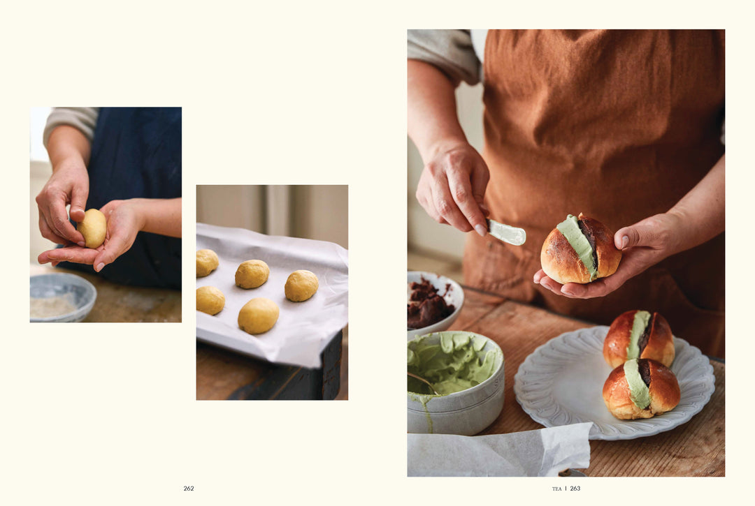 Preparing recipe on a wooden table.