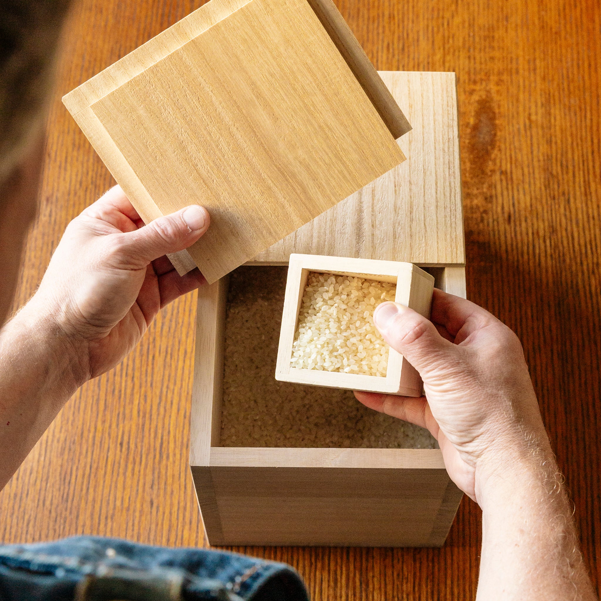 Wooden Rice Storage Box 5kg - Thumbnail 4